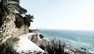 simulación del paseo litoral al paso de los chalets en La Albufereta